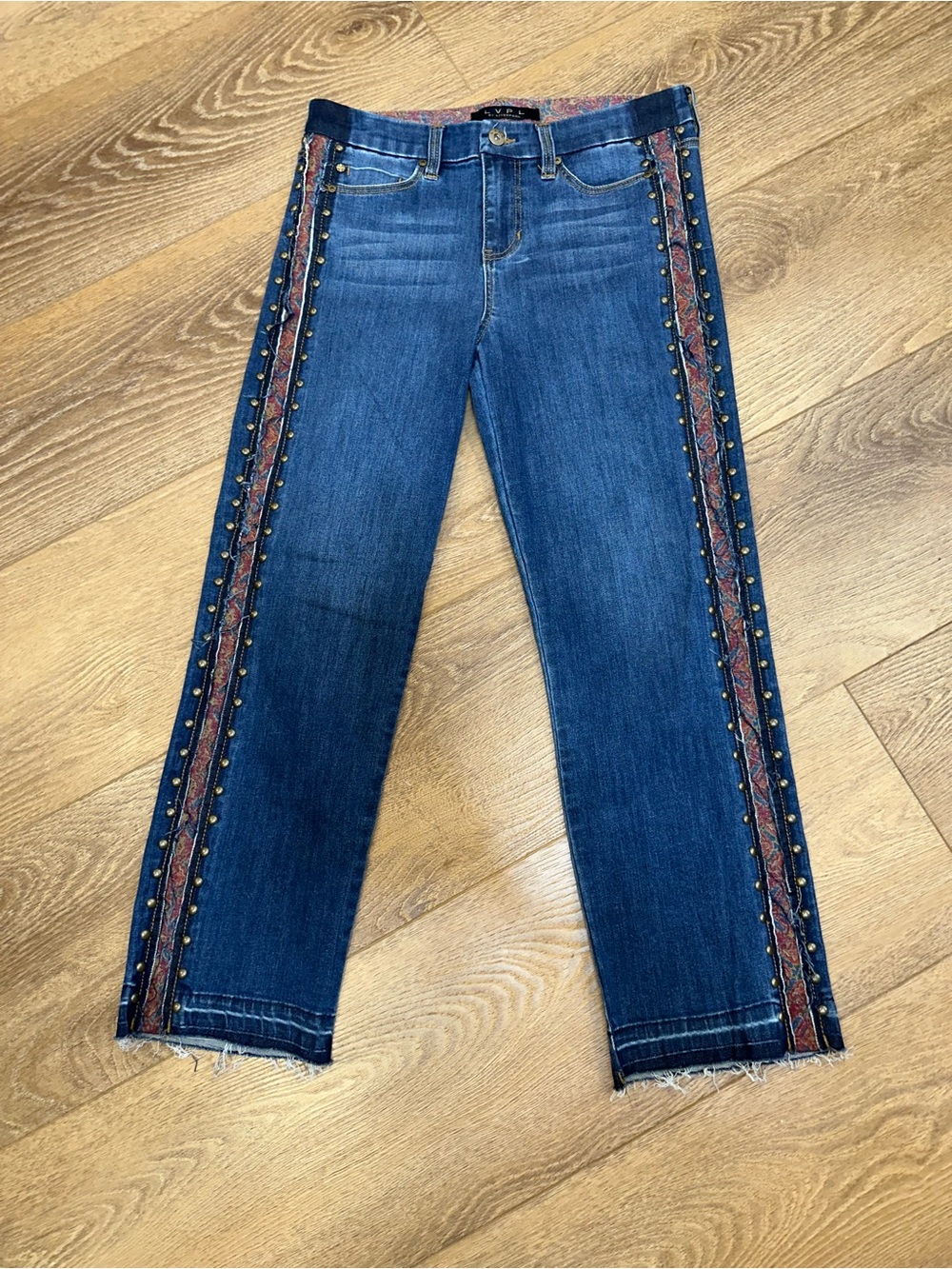 Liverpool Jeans Company Blue Straight-Leg Jeans with Embellished Side Stripes